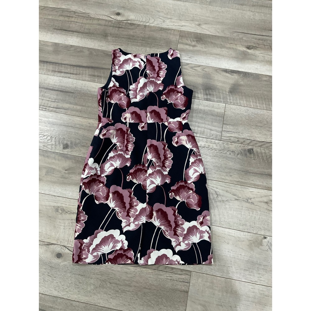 Ann Taylor Factory Petite Floral Sheath Dress Navy Plum Sleeveless 6P